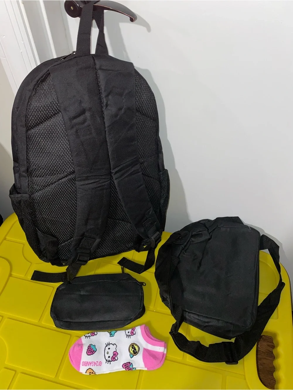Hello Kitty Black & White Backpack and Bag Set with Pink Accents